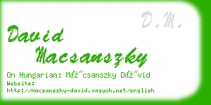 david macsanszky business card